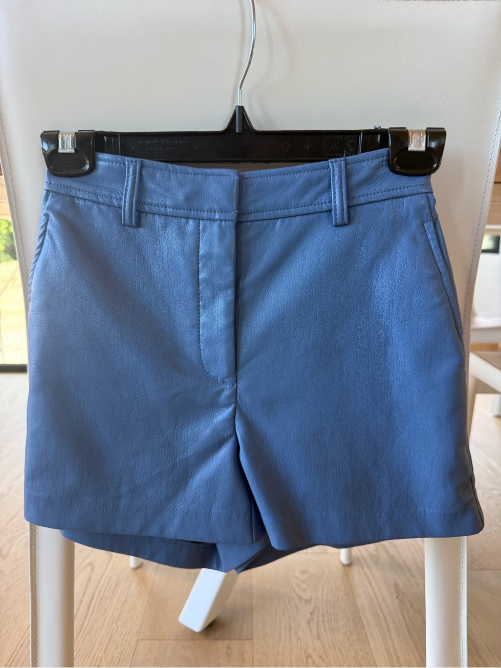 Women's Babaton Blue Leather-Look Shorts
